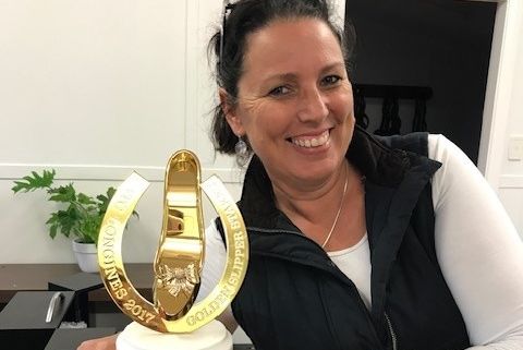 Bec with the Golden Slipper trophy